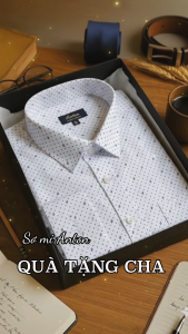 Áo Sơ Mi Nam Công Sở Trung Niên Thương Hiệu Anton Dài Tay Trắng Vải Cotton Họa Tiết Chấm Bi Nhỏ - Y302