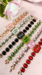 Jam Tangan Wanita Mewah Eksklusif Dengan Rantai Kristal Gelang Glamor Fashion Korea Import