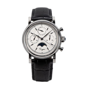 Sugess ST1908-1 Mechanical Manual Mens Watch Moon Phase 21 Diamonds Fashion Multi-Function High End Trendy round Leather Strap
