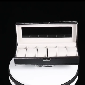 6 Slot Watch and Jewelry Holder with Transparent Cover Slot Grids Watch Storage Organizer Case PVC Leather Jewelry Display Storage Box 12Grid/Double-Layered 12 Grids