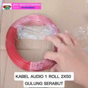 V214 1 ROL ROLL KABEL AUDIO LISTRIK 2X50 GULUNG SERABUT ISI 2 TRANSPARAN 50 YARD 45M SETRUM AMPLI SU