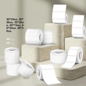 SINMARK 6 ม้วนสีขาวป้ายความร้อนกระดาษกันน้ําป้ายกาวสีขาว Anti-Oil สําหรับ Mini แบบพกพาเครื่องพิมพ์ Phomemo/P1/P50