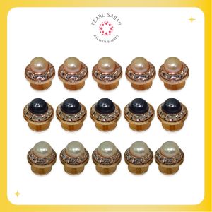 [Pearl Sabah] Malay Shirt Button Pearl Crystal Tiger Eyes 6mm | Butang Baju Melayu Mutiara | Gold / Silver / Rose Gold
