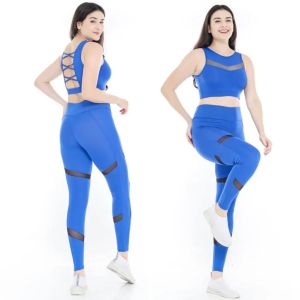 Set  Crop Bra & Legging Tile High Waist Olahraga Gym Fitness Wanita