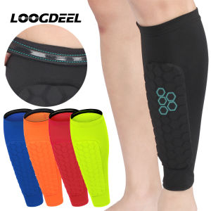 Loogdeel Breathable น้ําหนักเบาลูกวัวอุปกรณ์ป้องกันสําหรับชายหญิงชายหญิง Shin Defender พร้อมแผ่นรังผึ้งฟุตบอล Shin Pads