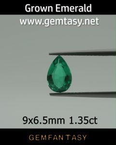 มรกตโคลัมเบีย 9.5x6.5มม 1.30-1.40 กะรัต สะอาดสวยมาก สร้างขึ้นในห้องปฏิบัติการ