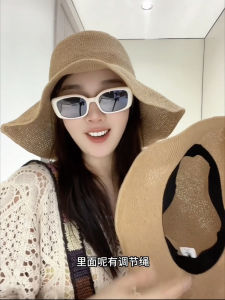 หมวกชาวประมงทำมือจากหญ้าบางป้องกันรังสียูวีสำหรับฤดูร้อน หมวกชายหาดป้องกันรังสียูวีแบบทันสมัย หมวกทรงกลมสำหรับเด็กและเยาวชน