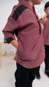 Arra Thoriq Baju Koko Anak Laki Laki Lengan 3/4 Bahan Triji Kurta Size XS S M L XL XXL Warna Maroon  Hitam  Abu Abu  Navy  Hijau