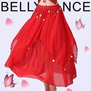 Indian dance performance dress Belly dance ethnic dance Xinjiang dance dress Exercise fitness dance dress chiffon hanging coin dress