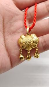 Gold-Plated Children Longevity Lock Necklace Baby Alluvial Gold Pendant Animal Year Children Gift for First Month Celebration Ornament