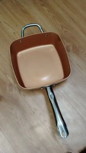 COPPER SQUARE PAN SET WITH NON-STICK CERAMIC COATING.-PFOA FREE DEEP FRYING PAN COOKWARE