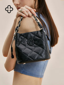 Cow Leather Diamond Quilted Versatile Carry Bucket Bag