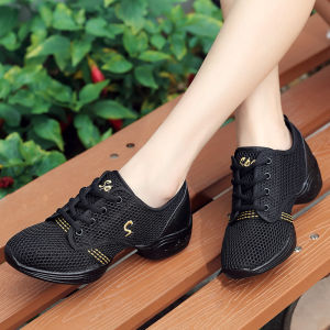 Korean Fashion Fitness Dance Shoes For Women New Lady Sports Sneakers Lace Up Comfort Black Rubber Shoes For Women