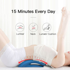 Back Stretcher for Lower Pain Relief Lumbar Support Lower Back Stretching Pillow with Massage Points Neck Relaxer Lumbar Traction Devices for Home Use Back Massager for Herniated Disc Sciatica Scoliosis Lumbar Support Stretcher Suitable for Bed