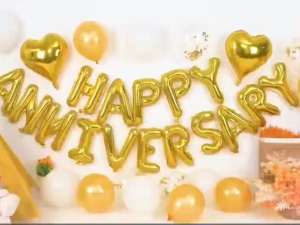 Happy Anniversary Balloon Set 30pcs Heart Foil Rose Gold Metallic Confetti Latex Balloons Party Decorations Set For Celebrations Surprise Events Romantic Night Wedding