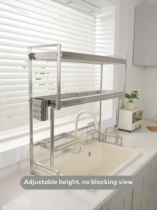 XTEN Thickened Stainless Dish Drainer Rack Sink Accessories Plate Organizer Drying Kitchen Rack Complete Set
