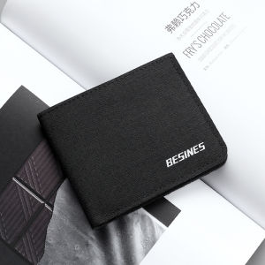 Long Canvas Mens Wallet Ultra-Thin Casual Multi-Card Slot Simple Trendy Student Personality Money Clip Korean Style Bag