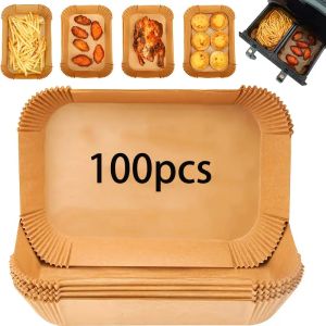 50/100pcs Rectangular Air Fryer Liners Paper Easy Cleaning Healthy Cooking Suitable for Air Fryer Pots