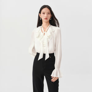 Koradior | French Elegant Design Tied Neckline Shirt