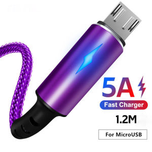 5A Fast charger cable for Android Micro USB L Type C with Led light charging USB data transfer cable Charger Cord for Samsung Xiaomi Phone Accessories LED Indicator Usb Cable 1Meter