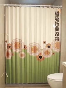 Bathroom Shower Curtain Screen Panel Shower Screen Panel Shower Curtain Rod Set Waterproof Shower Curtain Sliding Shower Screen Panel Durable Water-Repellent Cloth Shower Curtain 浴帘