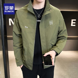 ROMON | Romon Mens Casual Sport Jacket Spring 2025 Slim Fit Long Sleeve Zipper Closure Anti-Wind Polyester Youth Fashion Outerwear