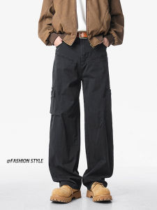 American Style Loose Fit Straight Leg Cotton Work Trousers Mens Spring Autumn New Style Casual Black Sport Leisure Pants