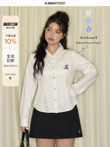 Áo Sơ Mi Dài Tay Cạp Cao Phong Cách Đại Học Salt Soda Của Juxiu Studio Dành Cho Nữ Cỡ Lớn Có Chi Tiết Nút Áo