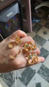 4 pairs 14k Bangkok gold earrings Three Colors Mixed