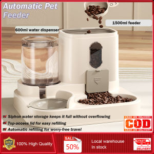 ⭐️【Local warehouse+COD】⭐2-in-1 Automatic Cat Feeder & Water Fountain - Smart Pet Food Dispenser with Circulating Drinking System BPA-Free Combo Station for Cats