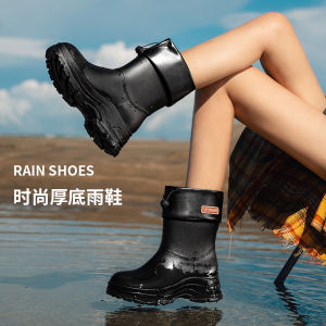 High-End Fashion Womens Rain Boots Comfortable Waterproof Mid-Calf Booties for Camping Seafood Gathering And Daily Wear