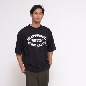 House of Smith Kaos Oversize Pria - Smith Heavyweight Badge Typeface Black - Oversize T Shirt