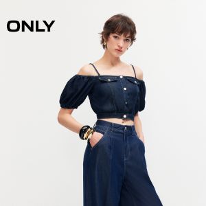 ONLY | Summer Cool Touch Anti-Exposure Off-Shoulder Puff Sleeve Cropped Womens T-Shirt