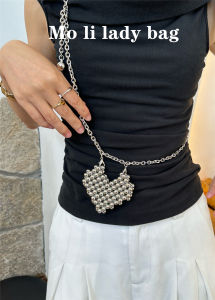 Silver Heart Waist Chain Womens Skirt Jeans Chain Decoration Adjustable Single Shoulder Slant Cross Bag Trendy Youth Daily Match
