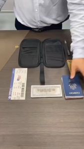 Waterproof Oxford RFID Blocking Travel Document Organizer Passport Wallet Zipper Case Family Passport Holder with Wristlet Strap