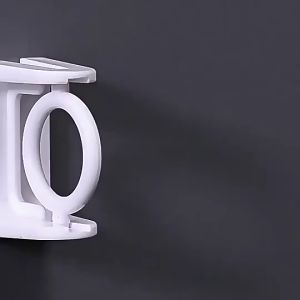 Retractable Pole Fixator 360 Rotating Ring Telescopic Rod Hook Fixed Bracket 2 Mounting Triangle Hanging Rod Rings No Punch Curtain Rod Bracket for Non-drilling Strong Adhesive Hooks Towel Rod Shower Curtain Rod Bracket