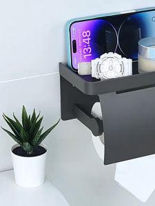 ROCO Toilet Roll Holder Punch Free Tissue Paper Roll Rack Bathroom Organizer Storage Rack Pemegang Tisu Tandas