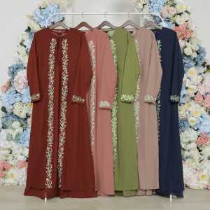 SIGAWA-(COD) Gamis Wanita Rompi Misah Terbaru Bahan Full Ceruty Mix Bordir Tengah Dan Tangan