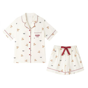 BE | Cotton Chest Pad Short Sleeve Shorts Sleepwear