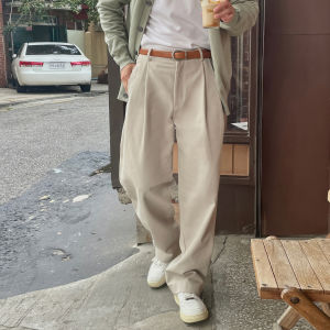Quần Ống Đứng Màu Đào Cạp Cao Bằng Lụa Băng Phong Cách Nhật Bản Cổ Điển Quần Dài Thường Ngày Thanh Lịch Đi Làm