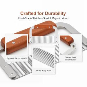 Stainless Steel Wavy Potato Cutter With Wooden Handle Crinkle Vegetable Slicer For Home Kitchen Food Vegetable Cutting Tool