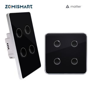 Zemismart Matter Light SwitchSmart Matter WiFi Neutral Switch Touch Glass SwitchWorks with Siri/Google Voice ControlHomekit APP control