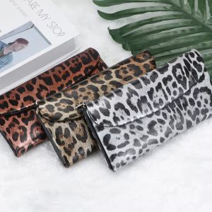 Smart King Genuine Leather Long Wallet for Women Retro Leopard Print Evening Bag Elegant Versatile Clutch Purse 2604