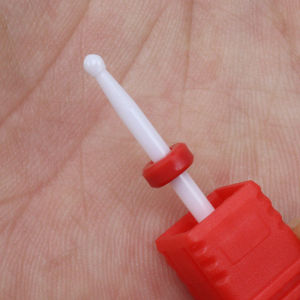 Ball Shape Ceramic Nail Drill Bit with Red Band – Cuticle Cleaning Dead Skin Removal & Nail Surface Smoothing 3/32"