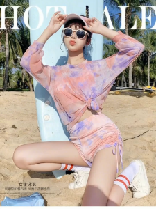 Sports style separate swimsuit womens three-piece conservative belly pocket slimming Korean small breasts can be worn outside the holiday swimsuit(three-piece set)