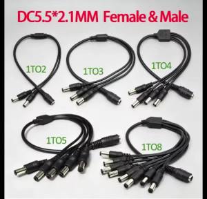1PC DC Power Splitter Cable 1-To-2/3/4/5/8 Way for CCTV Camera Female To Male Plug 2.1*5.5mm Adapter Connector Power Supply Wire