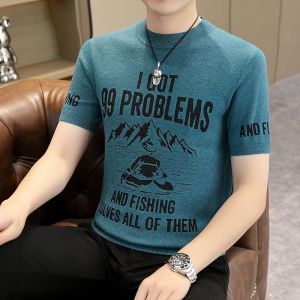 Áo Len Nam Tay Ngắn Dày Ôm Vừa Vặn Thời Trang Thu Đông Áo Thun Cổ Cao Dệt Kim Áo Sơ Mi Cơ Bản Dệt Kim