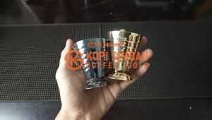 Jigger Glass Measuring Cup Jigger stainless Barista Bartender 3 In 1 . 75 ML Gelas Ukur Syrup Kopi Krimer Susu