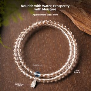 HUAKAIYUNDUO | Natural Crystal Aquamarine Bracelet 4mm