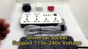 【Hot selling】3 USB Port 6 Universal Power Strip Extension Plug Power Socket Electric Sockets Extension Cords6 Universal Power Board 3 USB Port Office Expansion Plug Power Socket Expansion